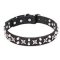 "Shining Stars" Fantastic Studded Leather Dog Collar with Chrome Plated Hardware 1 1/5 inch (30 mm) Wide