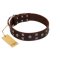 "Brown Shadow" Designer Handmade FDT Artisan Brown Leather Dog Collar