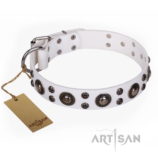 "White Jewel" FDT Artisan Extraordinary Leather Dog Collar