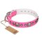 'Pink Dream' FDT Artisan Leather Dog Collar with Silvery Decorations - 1 1/2 inch (40 mm) wide
