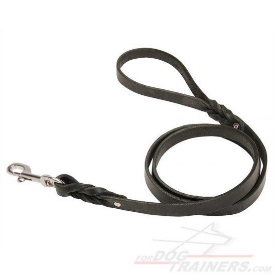 "Full Control" Braided Leather Dog Leash With Stainless Steel Snap-hook "Full Control" Braided Leather Dog Leash With Stainless Steel Snap-hook