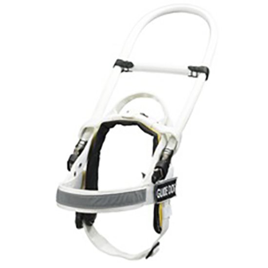 White Nylon Dog Harness with Reflective Tape and Removable Patches