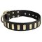 Fashion Studded Dog Collar with Sparkling Plates for Walking