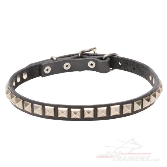 'King Studs' Studded Leather Dog Collar with Chrome Plated Adornments