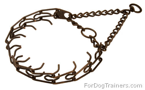 Dog Pinch Training Collar - 3.0 mm (1/9 inch) Steel - Antique Copper Plated Prong Collar